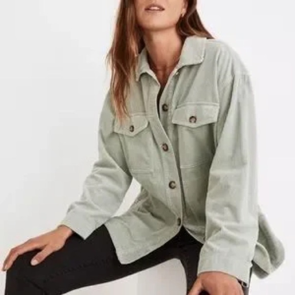Madewell Sage Mist Corduroy Shacket Barn Jacket Size XS